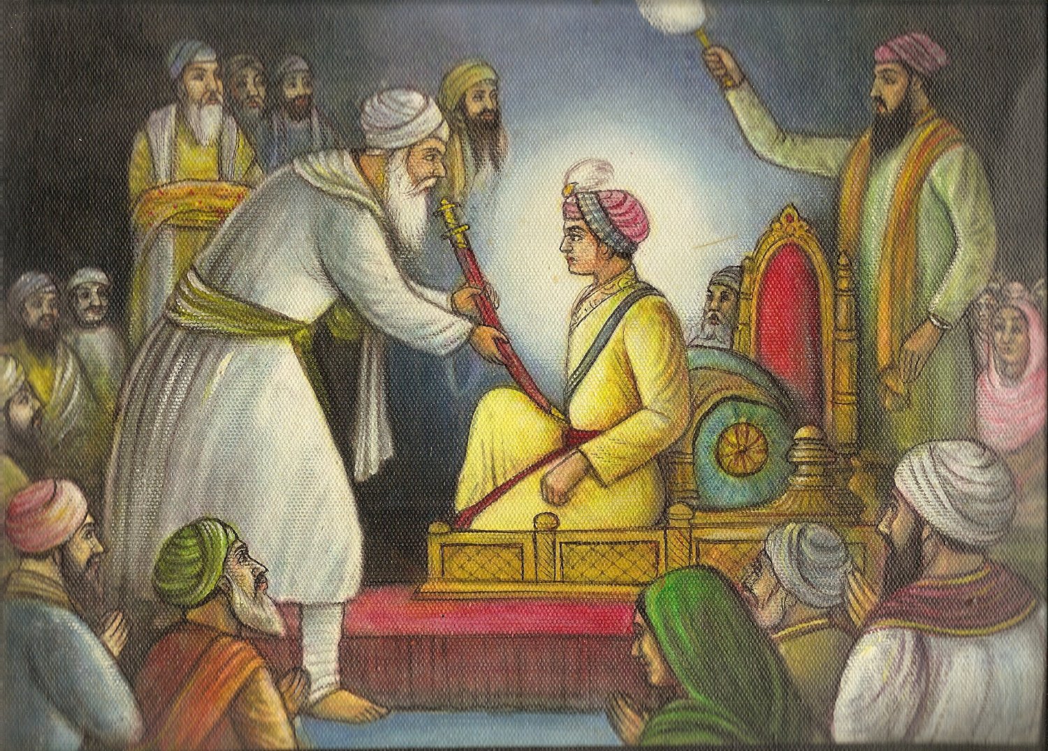 Canvas Religion glass Oil Art Handmade  Guru Sikhism Sikh painting Krishan  Har  har Punjab