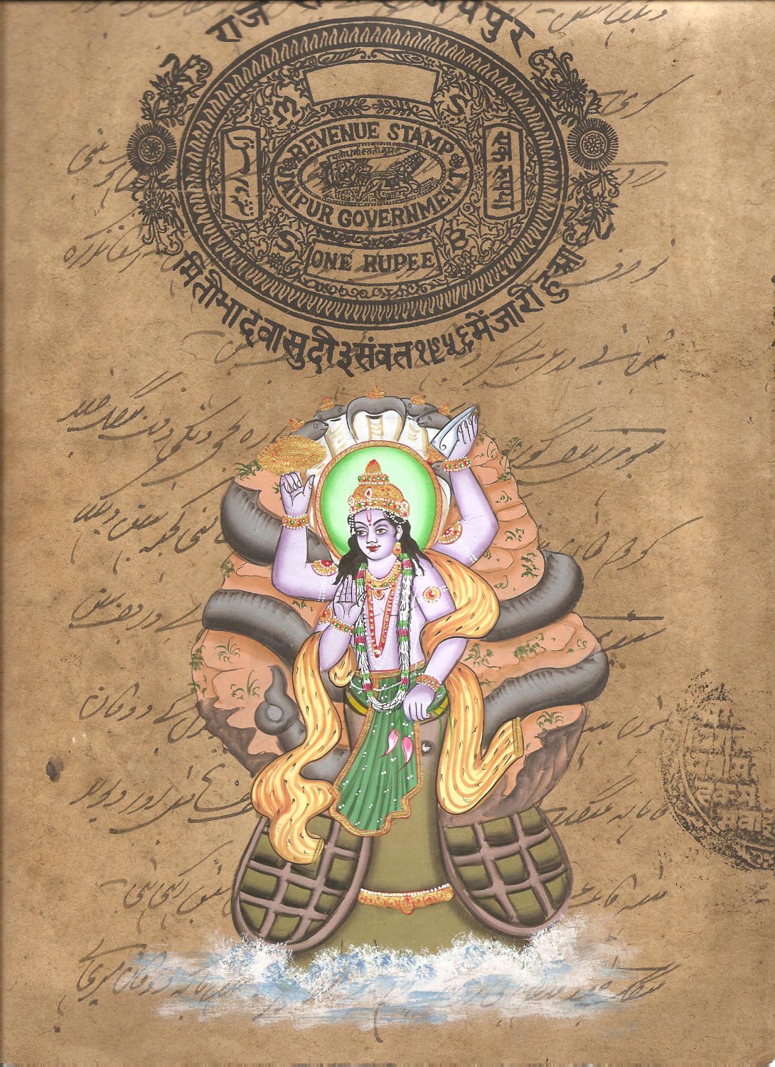 Kurma Hindu kurma Indian  Painting  Handmade Second  Vishnu meaning Avatar Deity