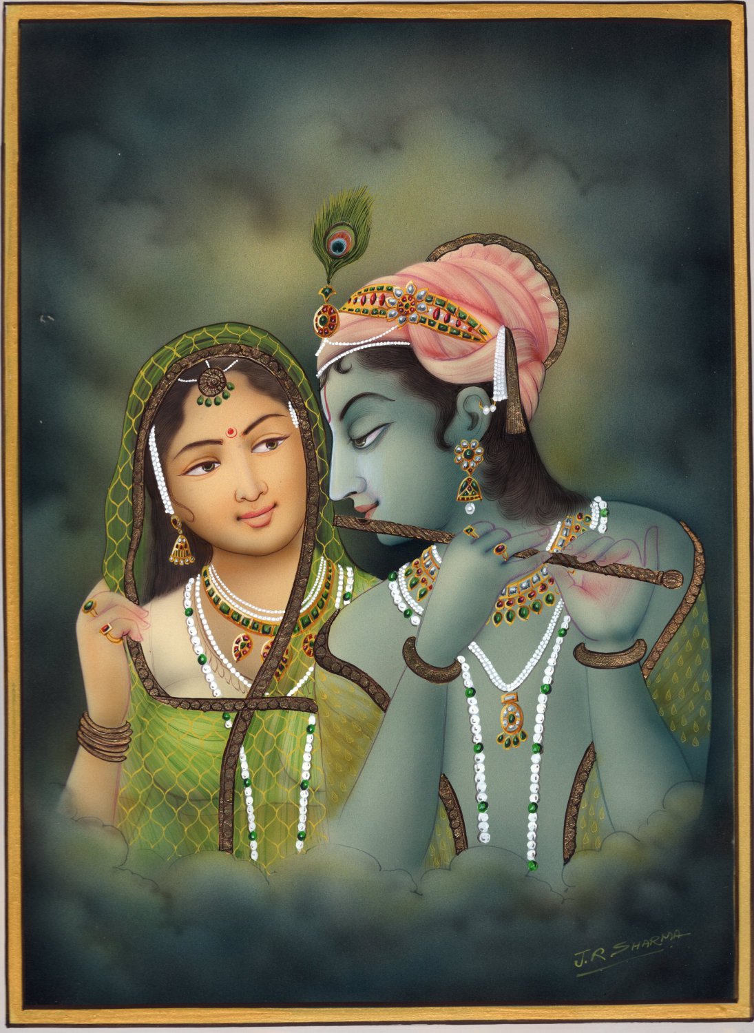 Krishna Radha Love Story Art Handmade Hindu Religious Ethnic Modern
