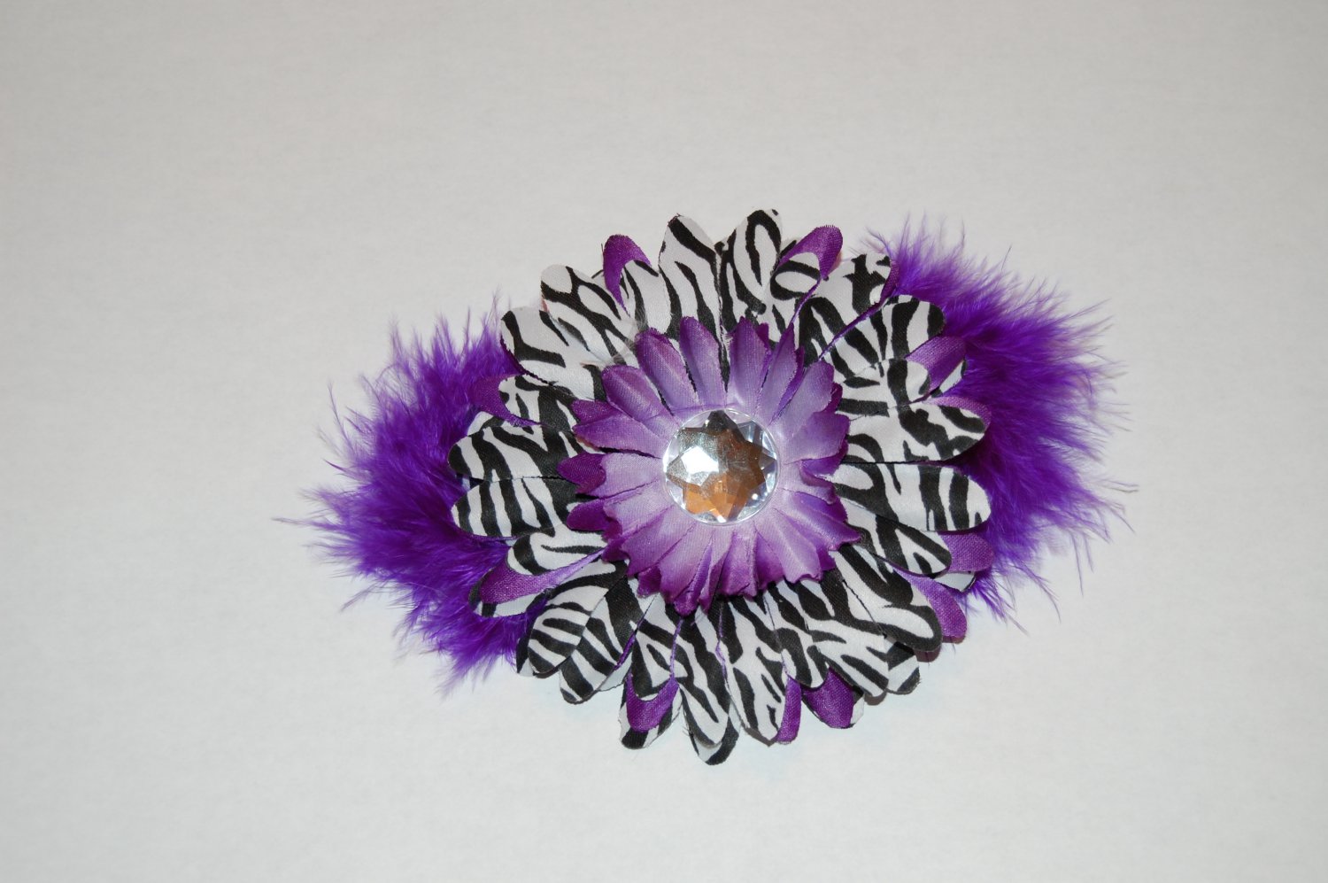 Purple Zebra Hair Clip with marabou Clip