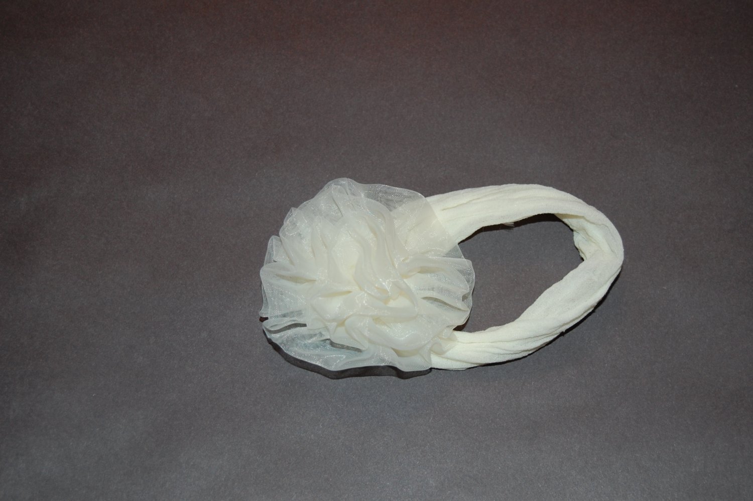 Chiffon Rosette - Ivory Clip with free interchangeable headband.