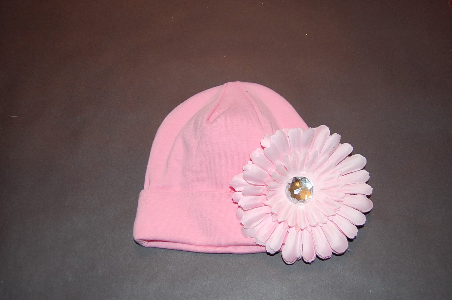 Cotton Pink Hat with 4" Pink Flat Daisy