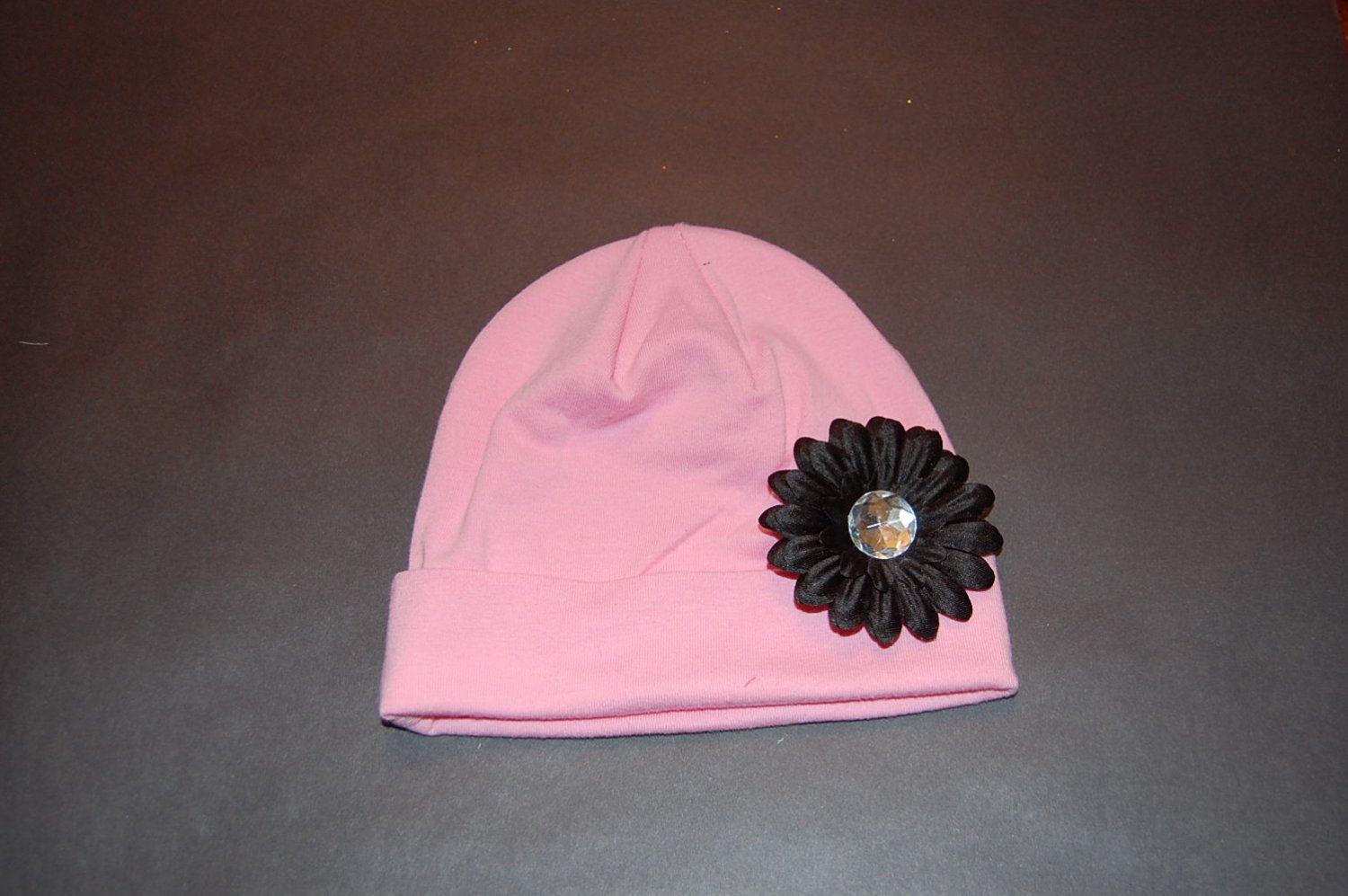 Cotton Pink Hat with 2" Black Daisy
