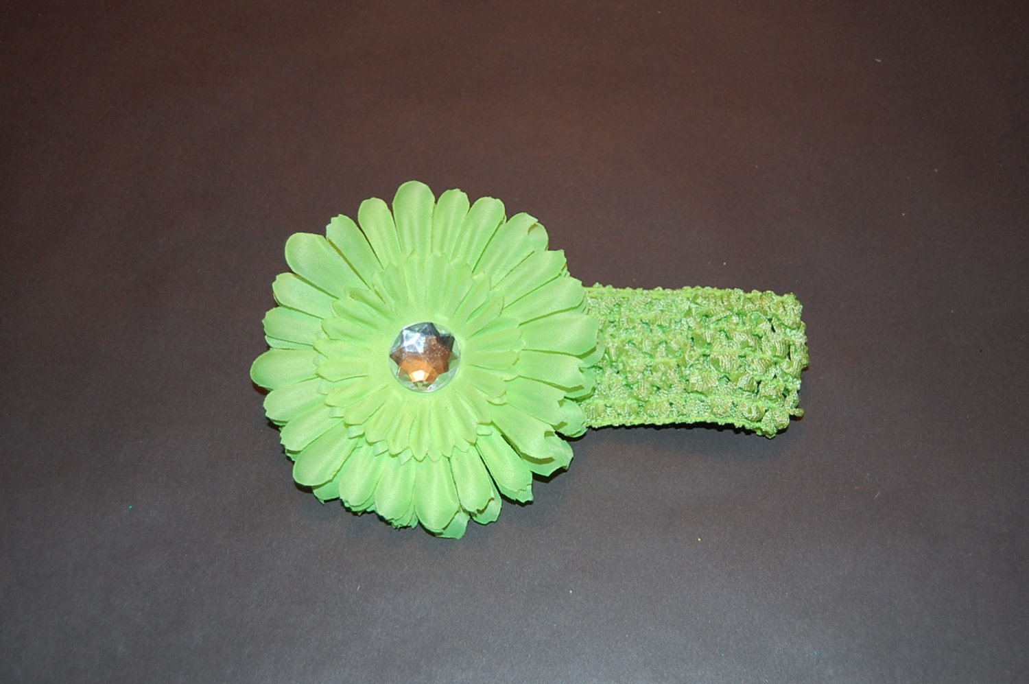 Acid Green Crocheted Headband with 4" Acid Green Daisy