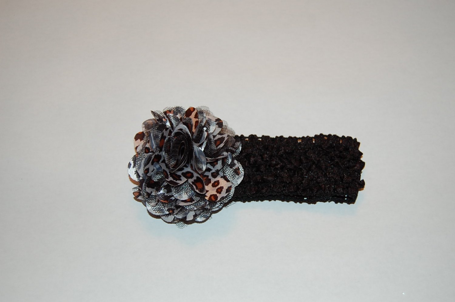 Satin Mesh Flower - 2" Sequined Headband- black