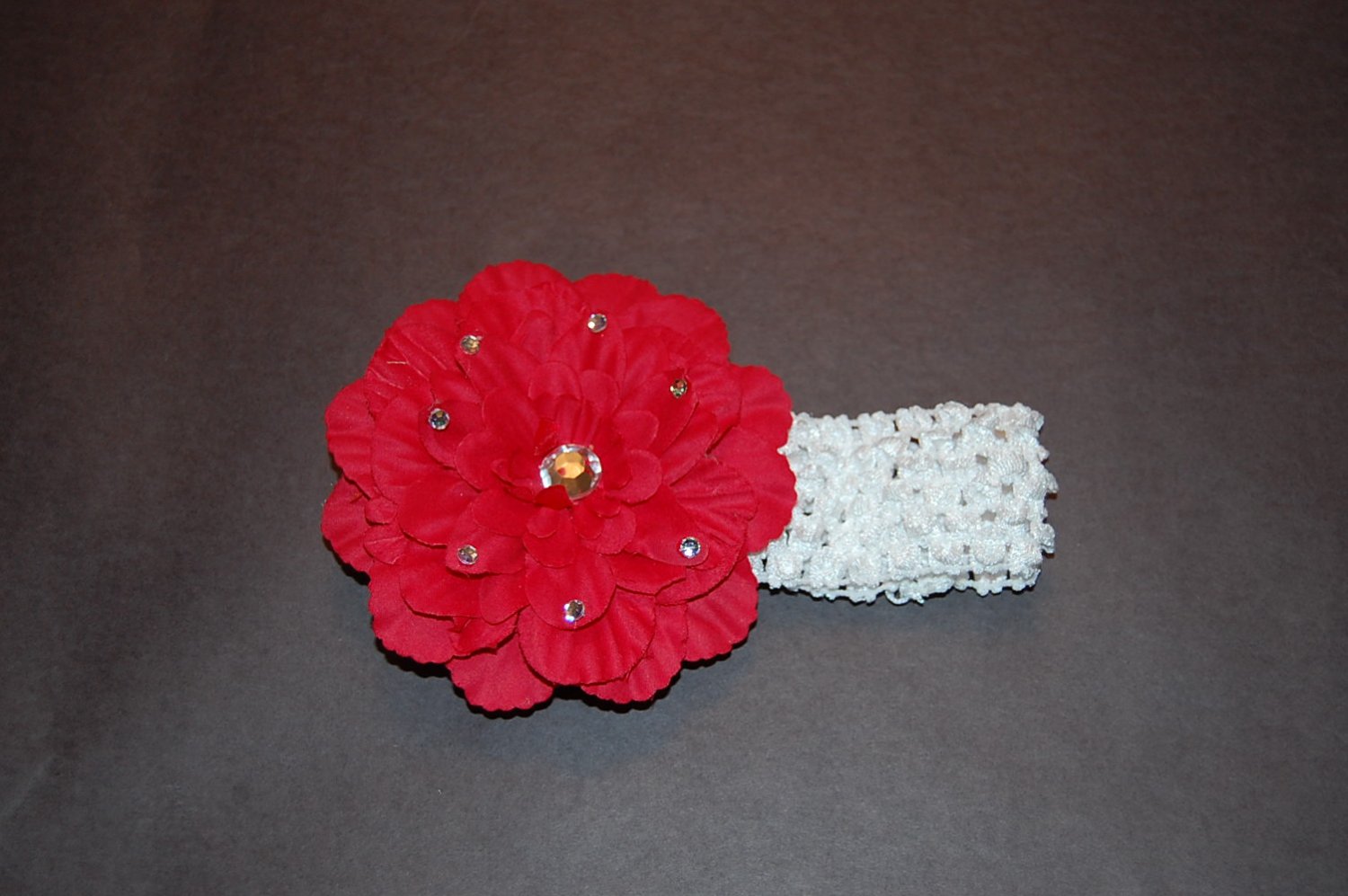 4.5" Peony with Jewel Studded on Crocheted Headband