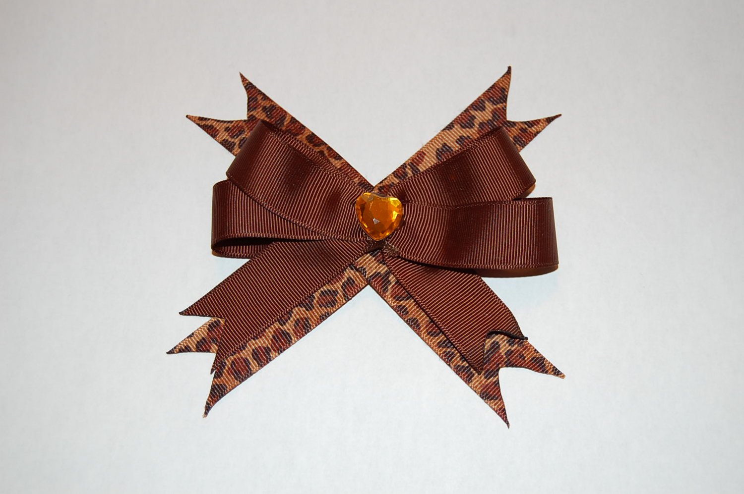 Layered Animal Bow with Spikes-Leopard/Brown