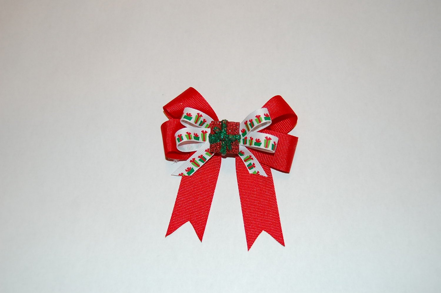 Boutique Layered Bow, Red/Print with Ceramic Accent,