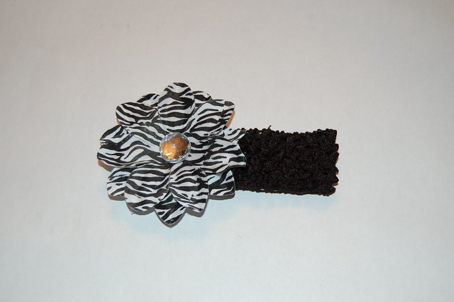 4" Zebra Daisy, Crocheted Headband, Black/White/Black