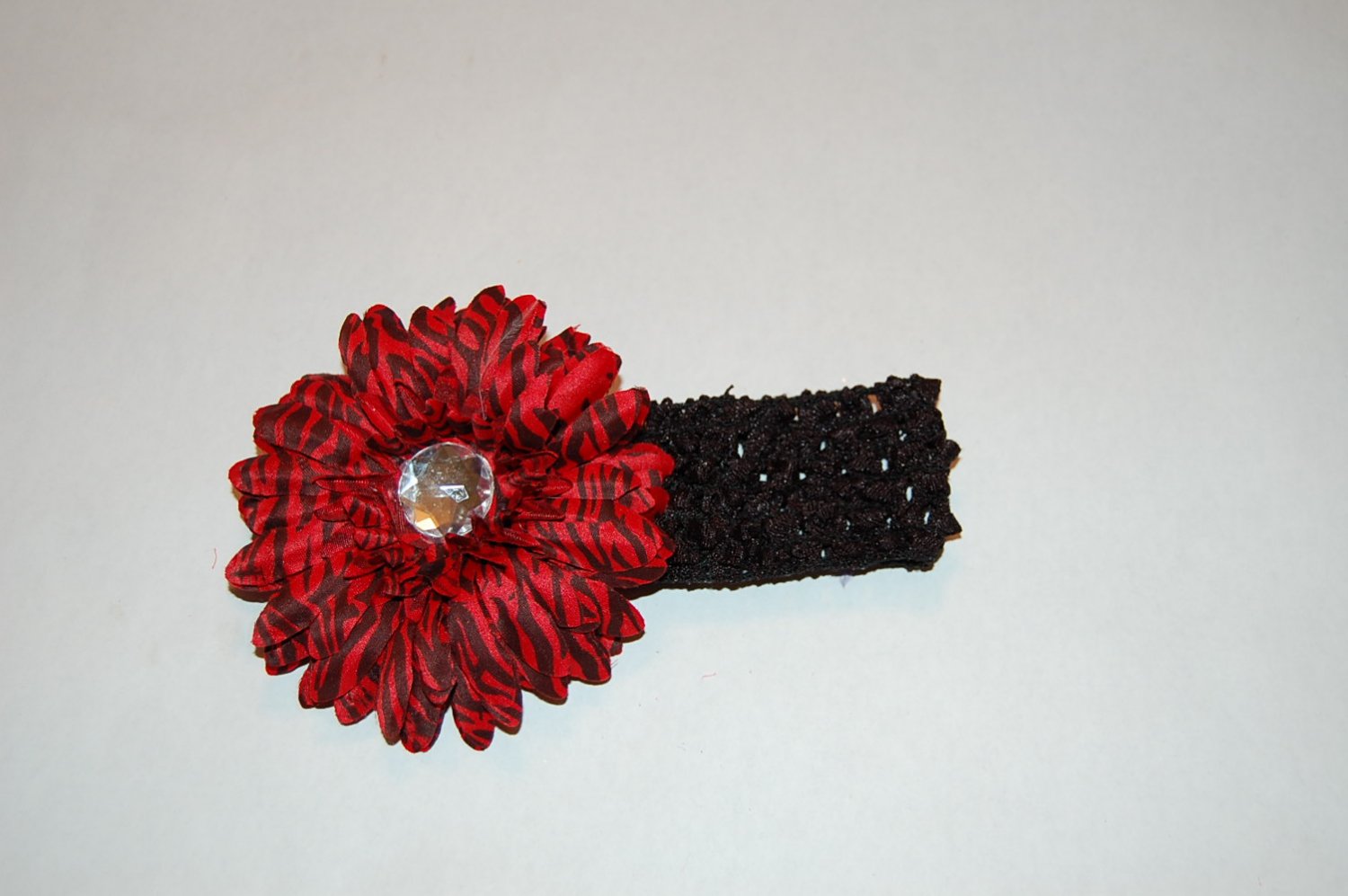 4" Layered Daisy, Crocheted Headband, Burgandy/Black