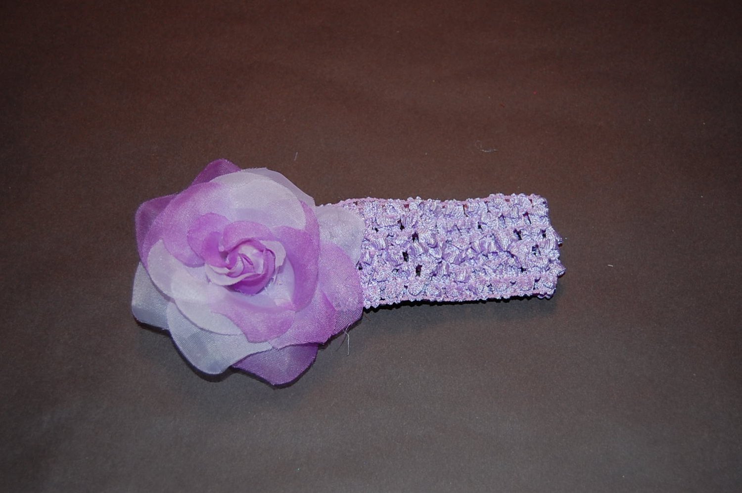 Ice Rose, Crocheted Headband, Lavender/Lavender