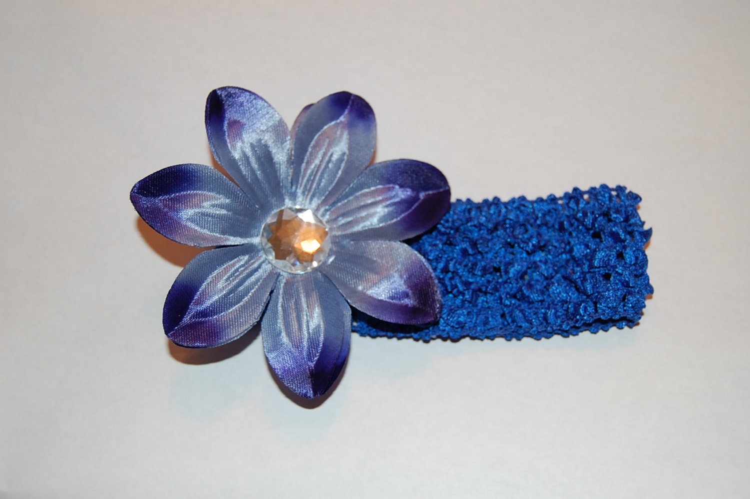 Tropical Lilly, Crocheted Headband, Two Toned Blue/ Royal Blue