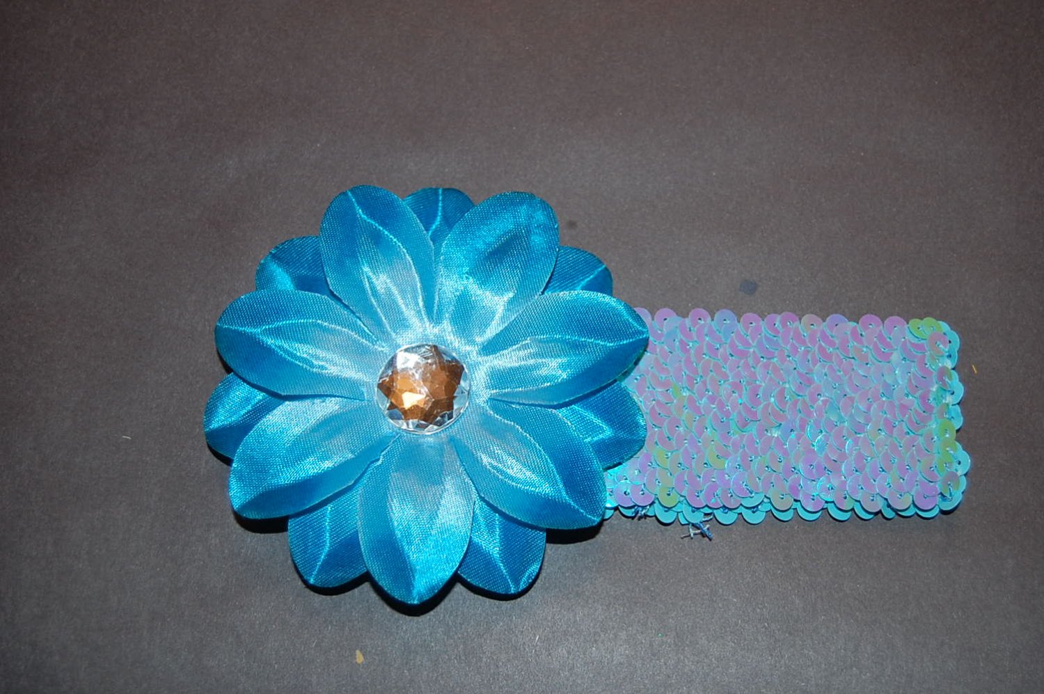 4" Tropical Lilly, 2" Sequined Headband, Blue/Blue