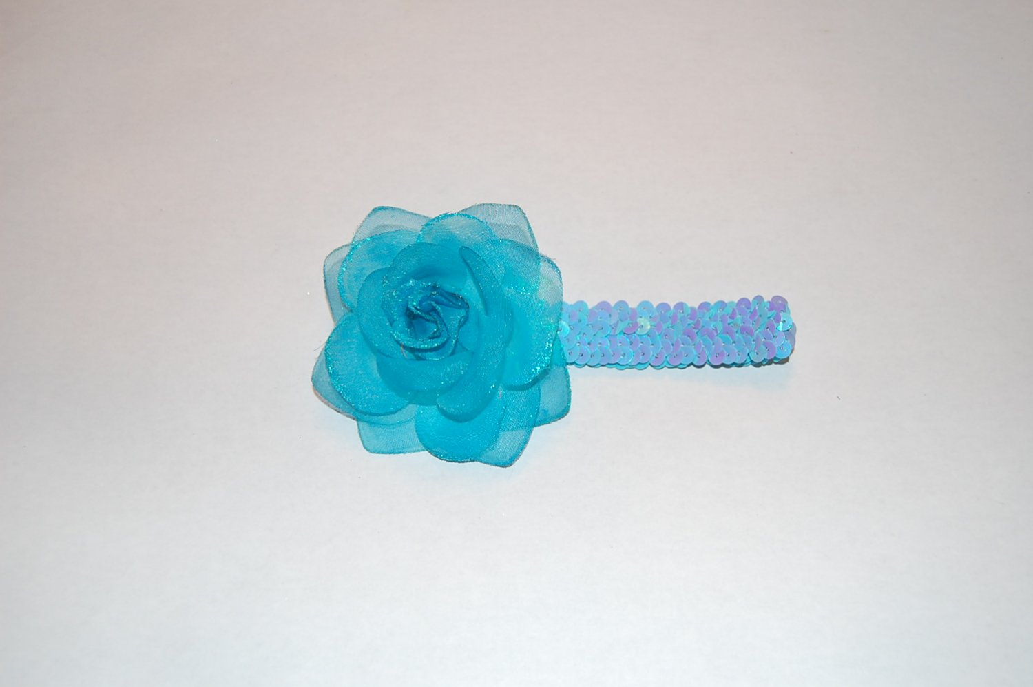 Glitter Rose, 1" Sequined Headband, Blue/Blue