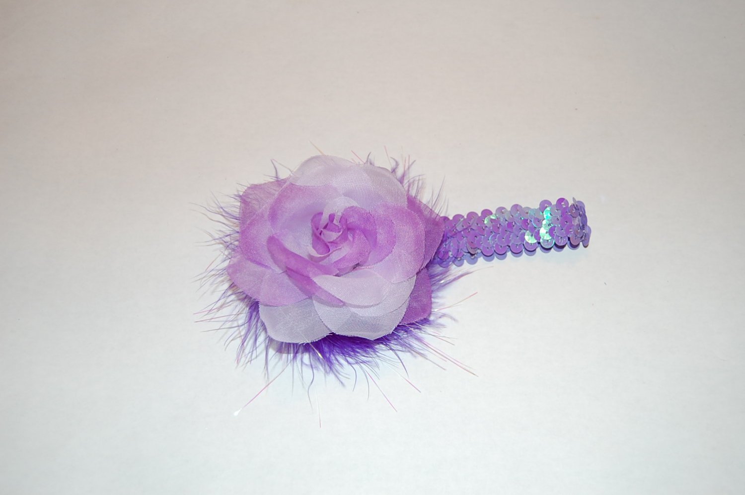 Ice Rose, Purple Marabou, 1" Sequin Headband, Lavender