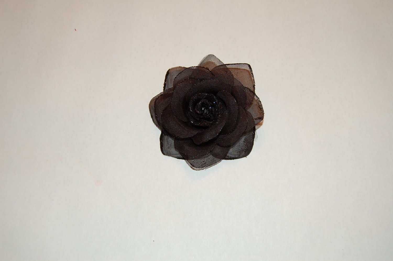 Glitter Rose on Alligator Clip, Black