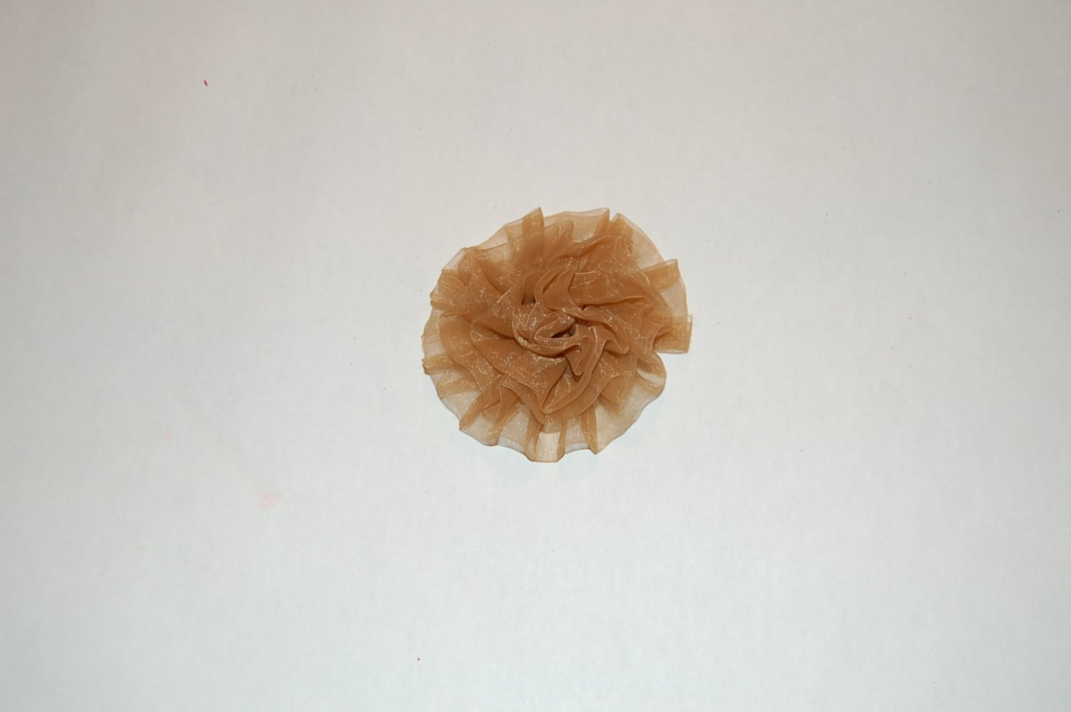 Chiffon Rosette, On Alligator Clip, Brown