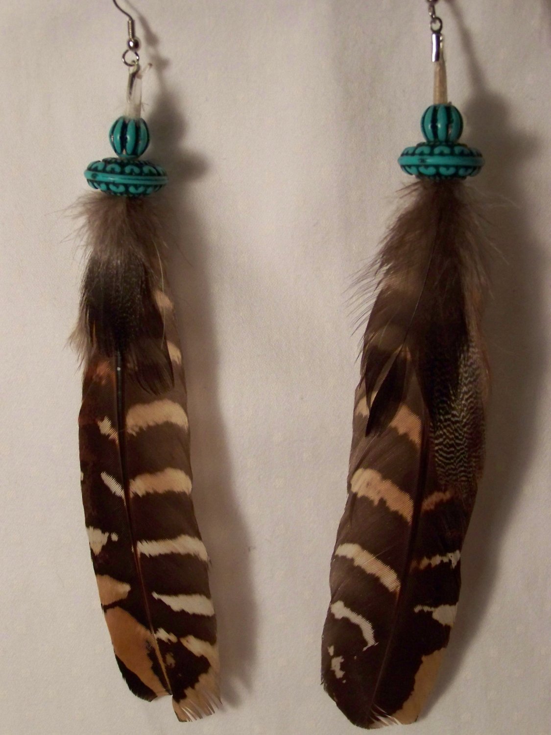 Beaded Multi Feather Earrings