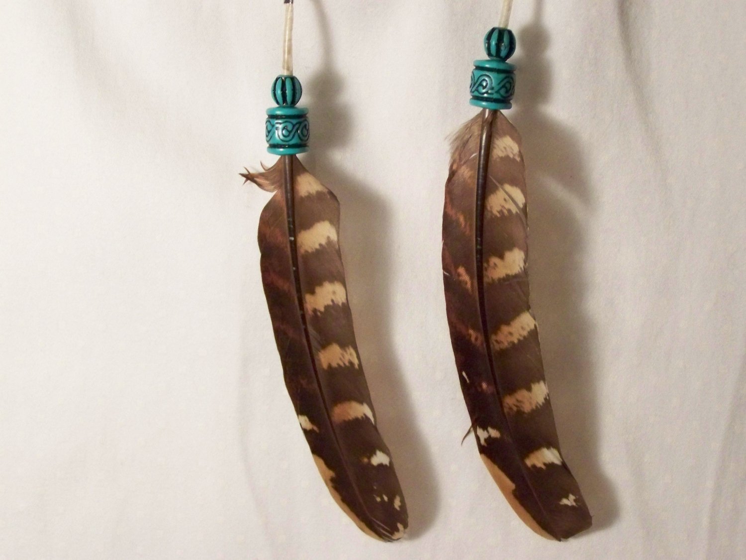 Beaded 2 Feather Earring Pair