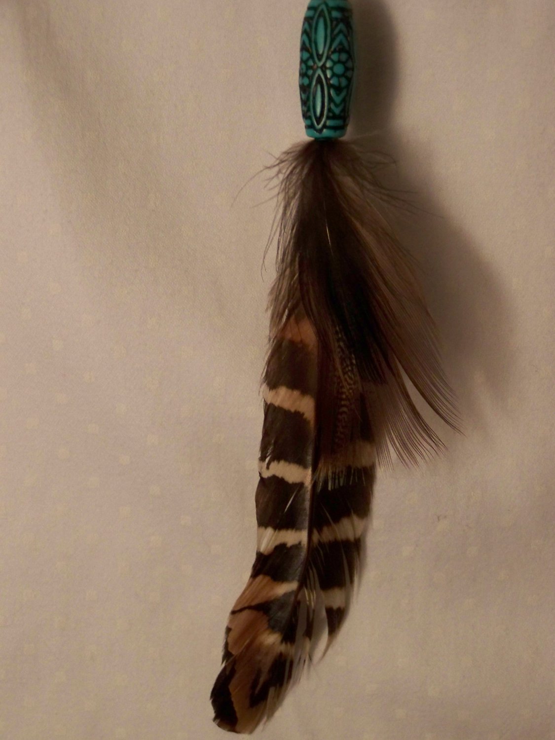One beaded Two Feather Earring