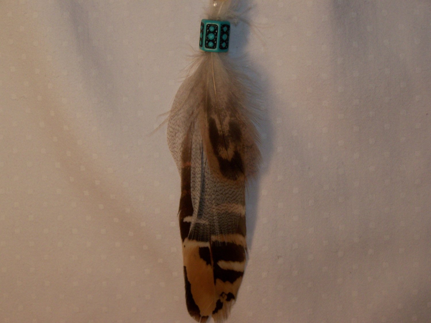 One beaded 3 Feather Earring