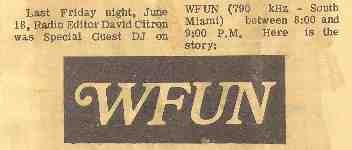 WFUN Florida Bwanna Johnny July 20, 1974 1 CD
