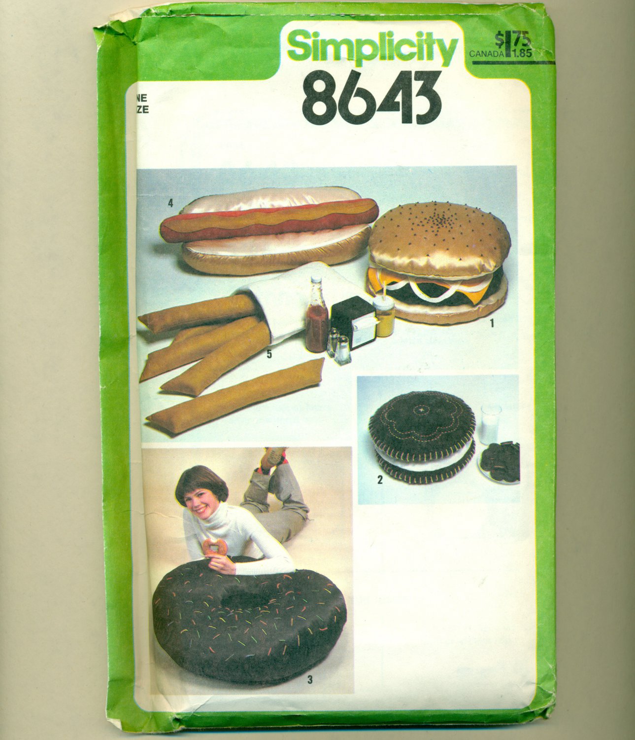Vintage Junk Food Hot Dog Hamburger Donut Sewing Pattern UNCUT Simplicity 8643