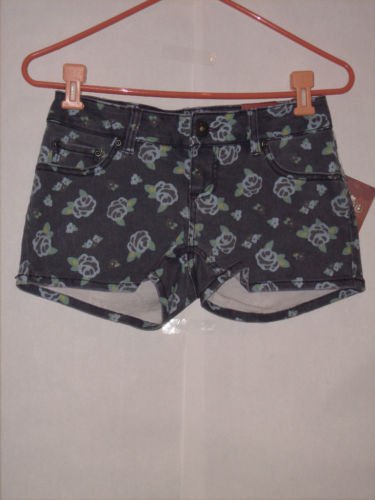 Mudd Flower print denim Short Shorts size 1 juniors NWT