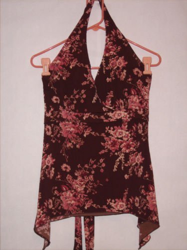 Vanity Floral Print Halter Top Size L Juniors