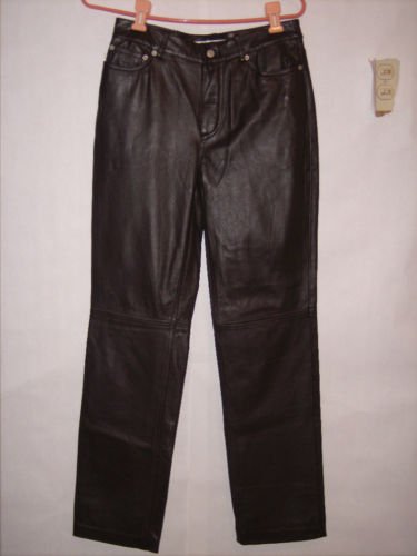 Tommy Hilfiger Brown 100% Leather Pants size 4 NWOT