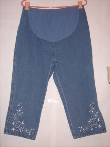 Oh Mamma Maternity Blue Denim Jean Capris size M