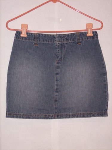 Old Navy Blue Denim Jean Mini Skirt Size 2 Distressed
