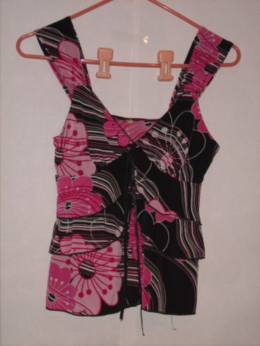 Tempted Floral Print large strap Blouse Top Size Medium
