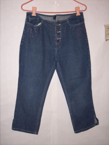 Jazzie Blue Denim Jean Capris Size M w/ Studs