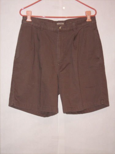 IZOD Brown Khaki Dress Pant Shorts size 32 Pleated