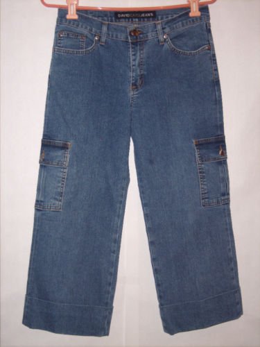 David Kahn Blue Denim Jean Cargo Capris size 6 EUC