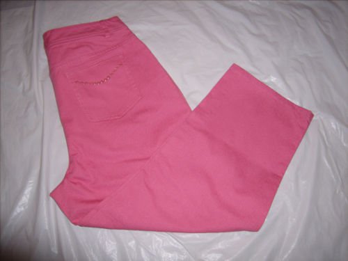 Denim & Company Pink Denim Jean Capris size 12 NWOT