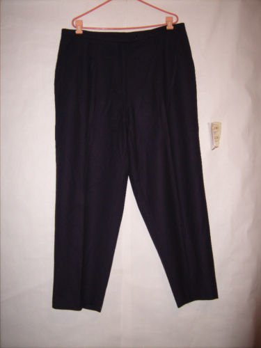 Jon Lawrence LTD Navy Blue Single Pleat 100% Wool Dress Pants size 24W lined