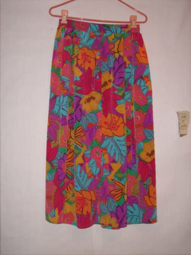 Jordan Floral Print Long Skirt size 8 Elastic Waist