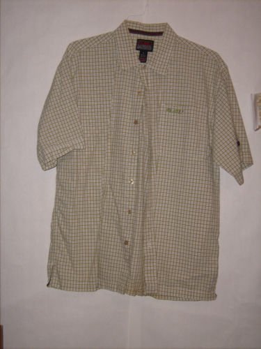 FUBU Plaid Button Down Dress Shirt size L Short sleeve