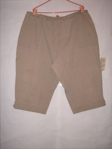 White Stag Beige Khaki Stretch waist Pant Capris Size 24W with draw strings