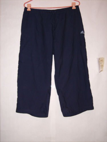 Adidas Blue Athletic Pant capris size XL Blue with Baby blue stripes