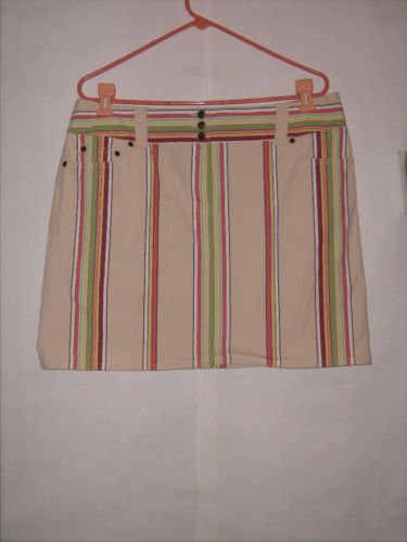 Ann Taylor Loft stretch Striped Skirt Size 16 Flat Front