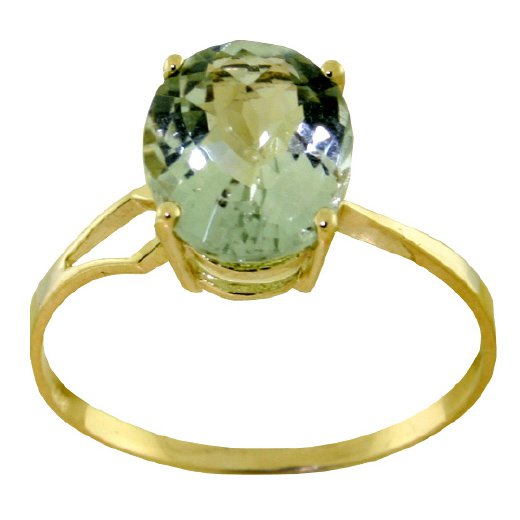 14K gold ring with checkerboard cut green amethyst