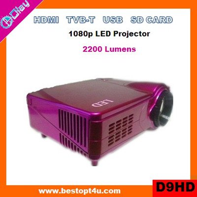 Cheap mini led projector HDMI 1080p with USB/SD reader (D9HD)