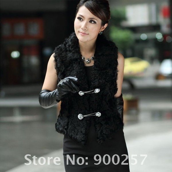 Unique Stylish Genuine Real Short Lambs Leather & Lambs Fur Waistcoat Vest, M