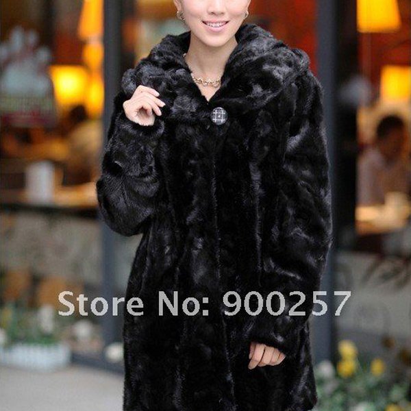 Top Qulity, Luxury, Genuine Real Hooded Pieced Mink Fur Coat