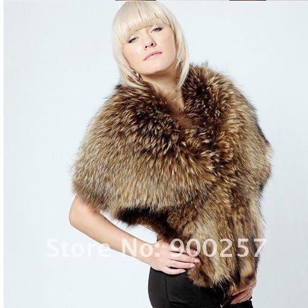 Genuine Whole Hide Real Racoon Fur Scarf/Shawl Luxury!