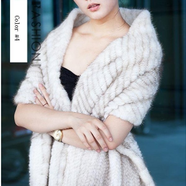 Gorgeous Genuine REAL Hand Knited Mink Fur Shawl/Scarf, Beige