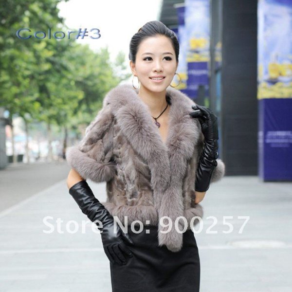 Luxurious!!Genuine REAL Patched Mink Fur Shrug/Cape, Grey, M